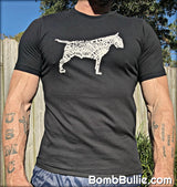 Bull Terrier Body of Words T-Shirt - White Logo on Black Shirt